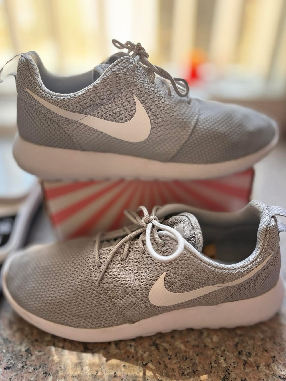 Nike Light Gray Mesh Trainers with White Swoosh